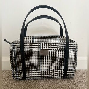 Vintage Lauren Ralph Lauren Black, White, and Light Blue Houndstooth Women's Bag
